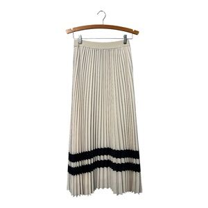Wrong Side Of Right Pleated Maxi Skirt Broomstick Accordion Cream Black XS